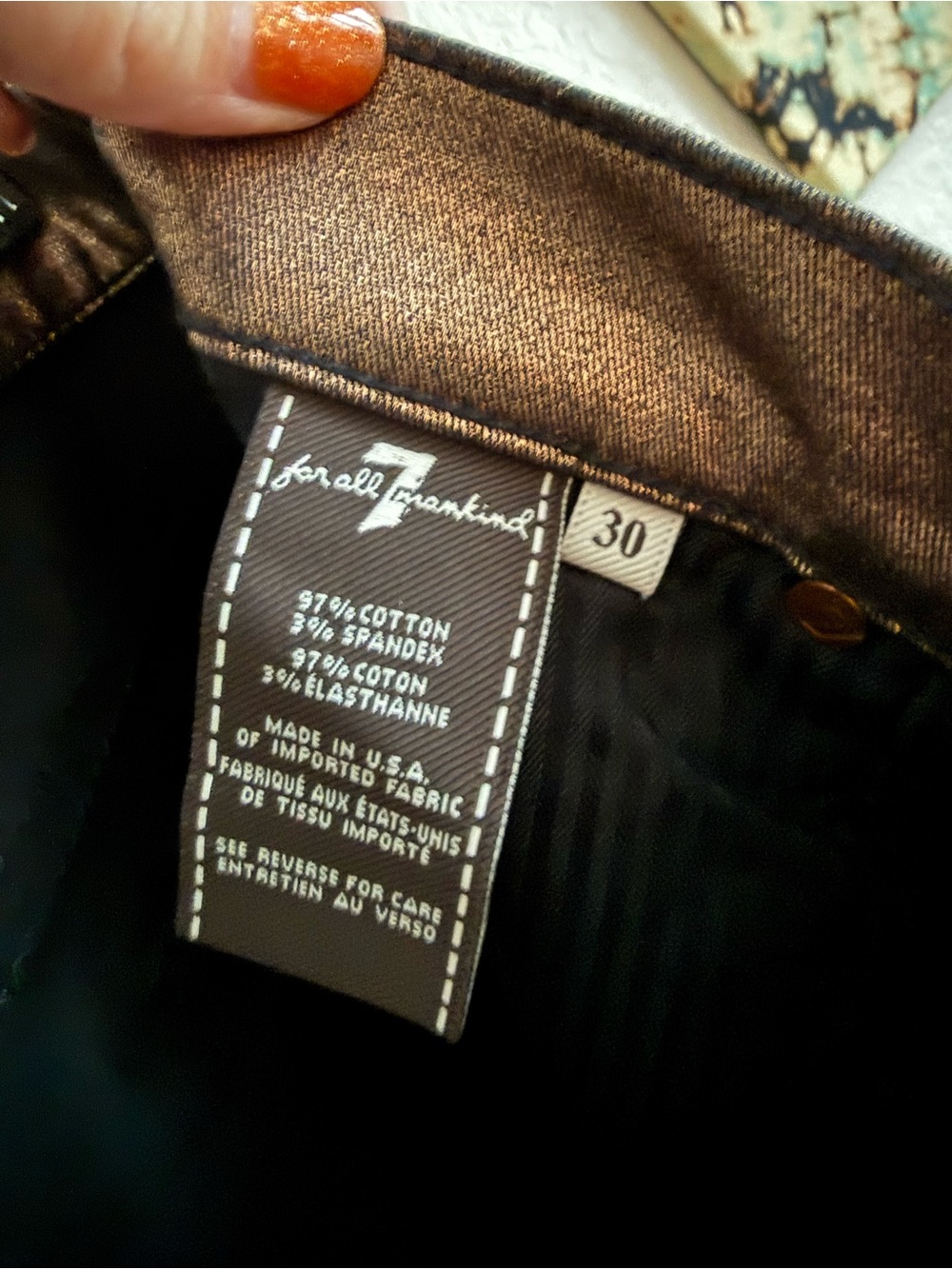 7 For All Mankind Copper Metallic Bronze Skinny Jeans - 30 - Picture 6 of 16